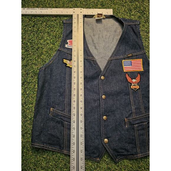 Vintage HONDA Gold Wing Denim Lee Vest Mens Large Riders Club Snap Patch - Picture 5 of 7